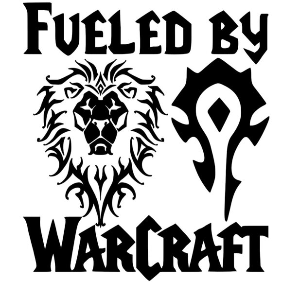 fueled by Warcraft WoW World of Warcraft Alliance Horde Vinyl Decal Sticker - Picture 1 of 1